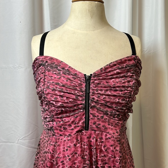 Betsy Johnson (for Torrid) Pink Leopard Mesh and Tulle Dress Size 12 - Picture 2 of 4